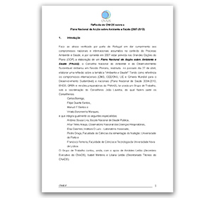 Reflexão do CNADS sobre o Plano Nacional de Acção sobre Ambiente e Saúde (2007-2013)